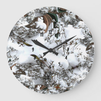 Grande Horloge Ronde Neige Abstraite