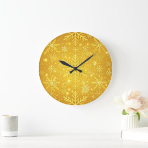 Grande Horloge Ronde Neige dorée