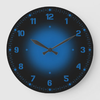 Grande Horloge Ronde Néon bleu