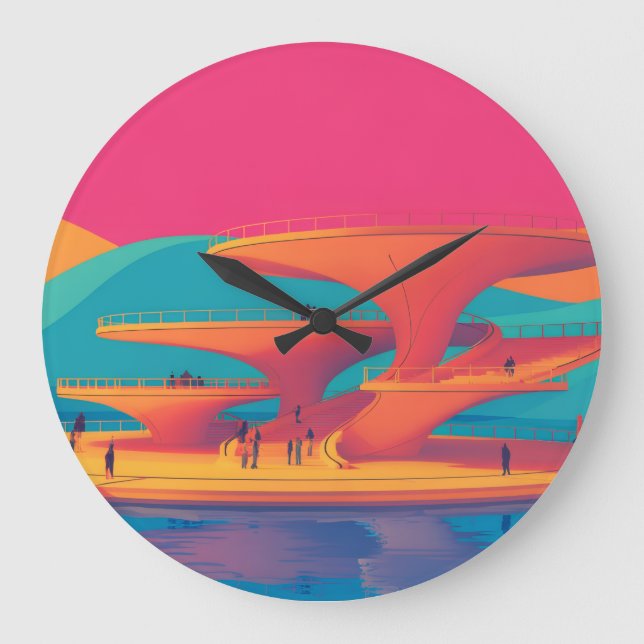 Grande Horloge Ronde neon lagoon sunset neon futurist park floating pla (Recto)