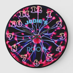 Grande Horloge Ronde Neon Plasma Ball