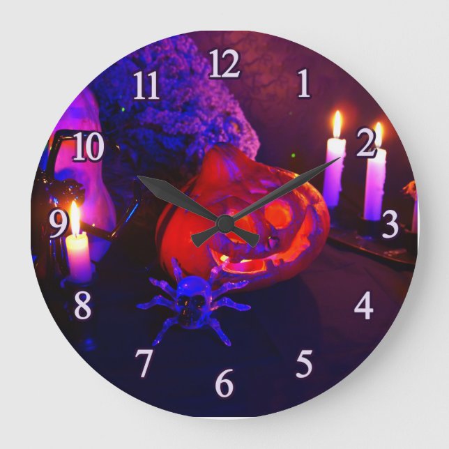 Grande Horloge Ronde Neon pumpkins (Recto)