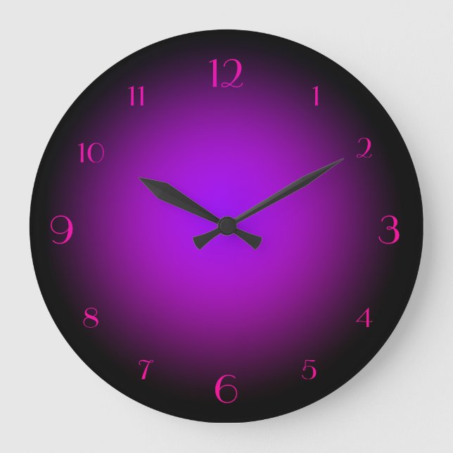 Grande Horloge Ronde Neon Purple & Pink Glow Black Large Clock (Recto)
