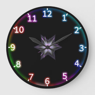 Grande Horloge Ronde Neon Rainbow