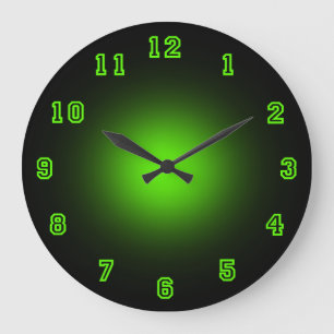 Grande Horloge Ronde Néon vert 10,75"