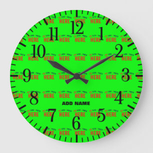 GRANDE HORLOGE RONDE NEON VERT MODERNE ET ÉLÉGANT MARQUE VÉRIFIÉE