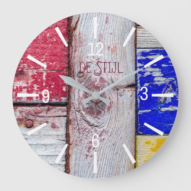 Grande Horloge Ronde Néoplasticisme amusant style d'art en bois personn (Recto)