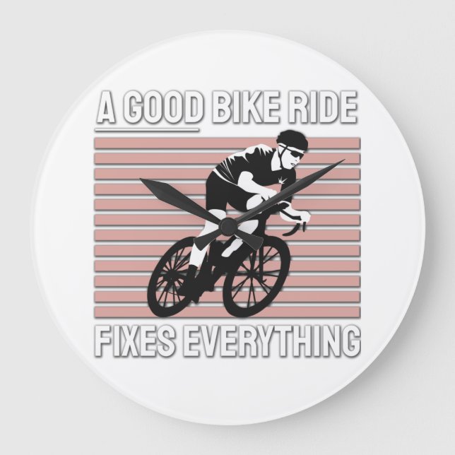 Grande Horloge Ronde Nice Bike Rider Design - Un Bon Véhicule Fixes (Recto)