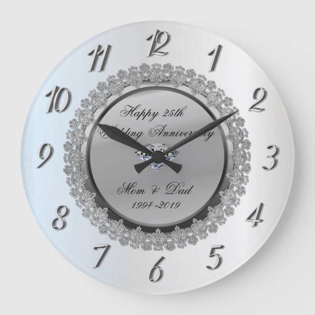 Grande Horloge Ronde Noces de diamant d'argent25e anniversaire de maria (Recto)