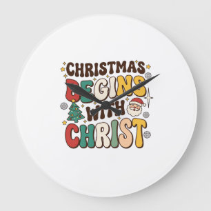 Grande Horloge Ronde Noël Commence Avec Le Christ Décoration De Sapin D