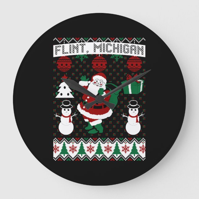 Grande Horloge Ronde Noël Douille moche Flint Michigan (Recto)