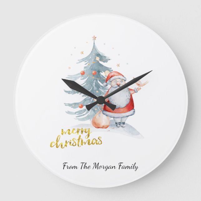 Grande Horloge Ronde Noël du sapin du Père Noël (Recto)