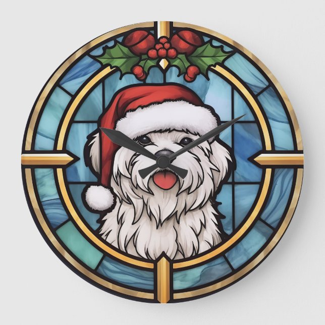 Grande Horloge Ronde Noël en verre feuilleté maltais (Recto)