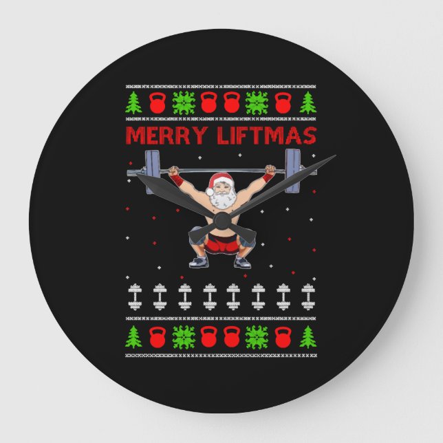 Grande Horloge Ronde Noël laid Noël haltère (Recto)