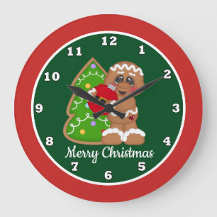 Grande Horloge Ronde Noël Pain d'épices de Noël