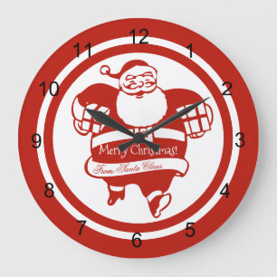 Grande Horloge Ronde Noël très drôle, Rouge et Blanc