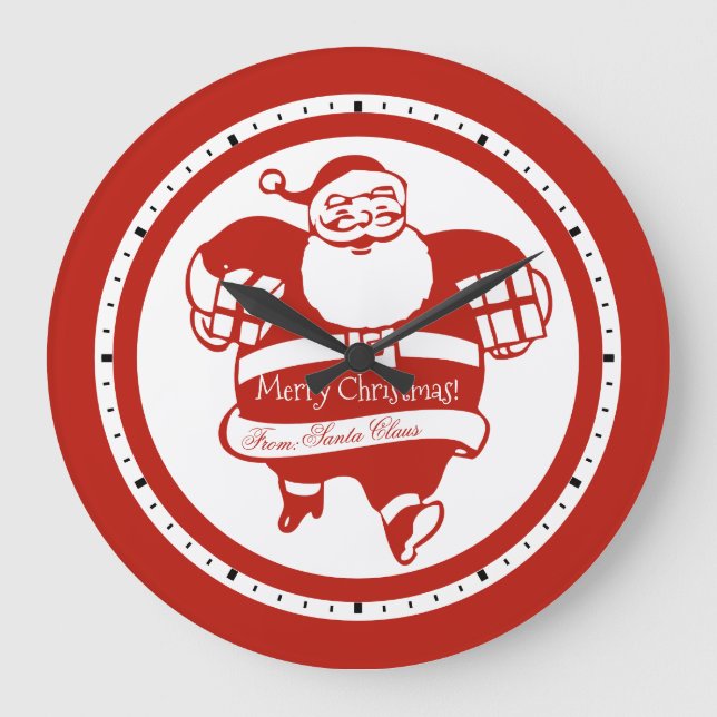 Grande Horloge Ronde Noël très drôle, Rouge et Blanc (Recto)