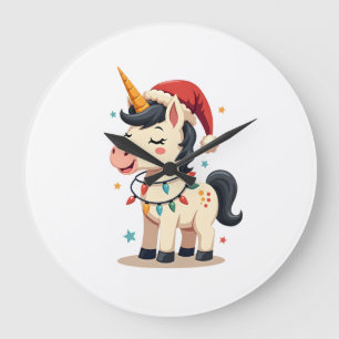 Grande Horloge Ronde Noël Vintage Licorne Dabbing Santa Drôle Holi