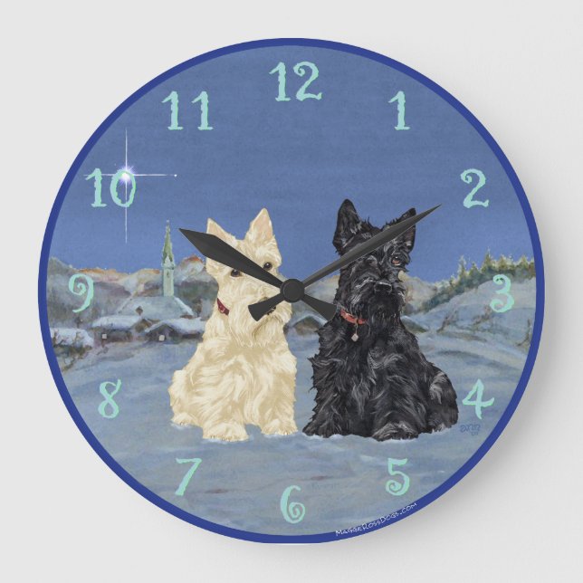 Grande Horloge Ronde Noël Wheaten Black Scotties (Recto)