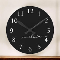 Noir Blanc moderne Script Girl Monogramme Nom