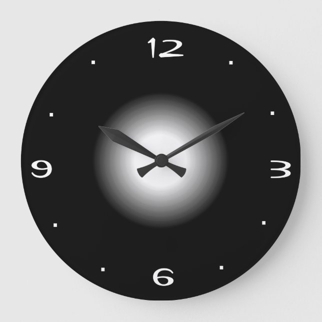 Grande Horloge Ronde Noir clair et blanc >Horloge de cuisine (Recto)