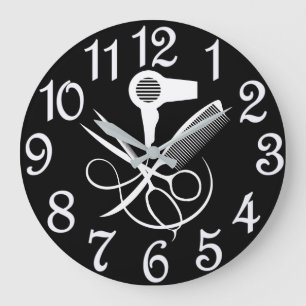 Grande Horloge Ronde Noir Et Blanc Pour Salon De Beauté