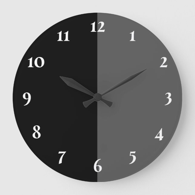 Grande Horloge Ronde Noir et gris moderne (Recto)