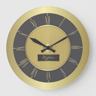 Grande Horloge Ronde Noir et or