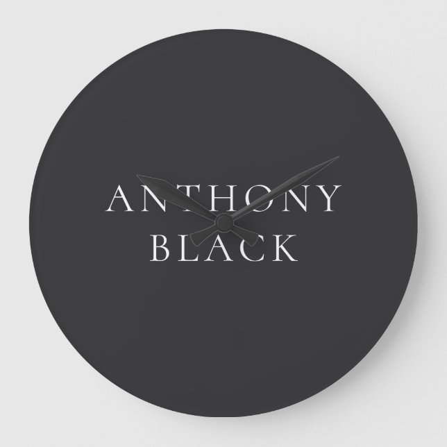 Grande Horloge Ronde Noir Mat Minimaliste Élégant Classique (Recto)