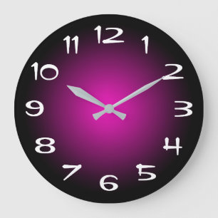 Grande Horloge Ronde Noir violet et rose chaud radial dégradé