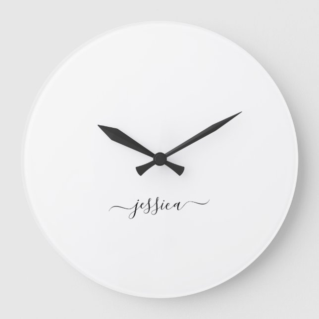 Grande Horloge Ronde Nom de script noir simple (Recto)