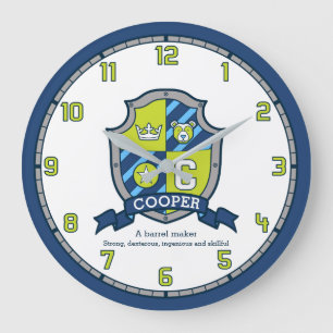 Grande Horloge Ronde Nom des cooper signifiant écusson bleu vert