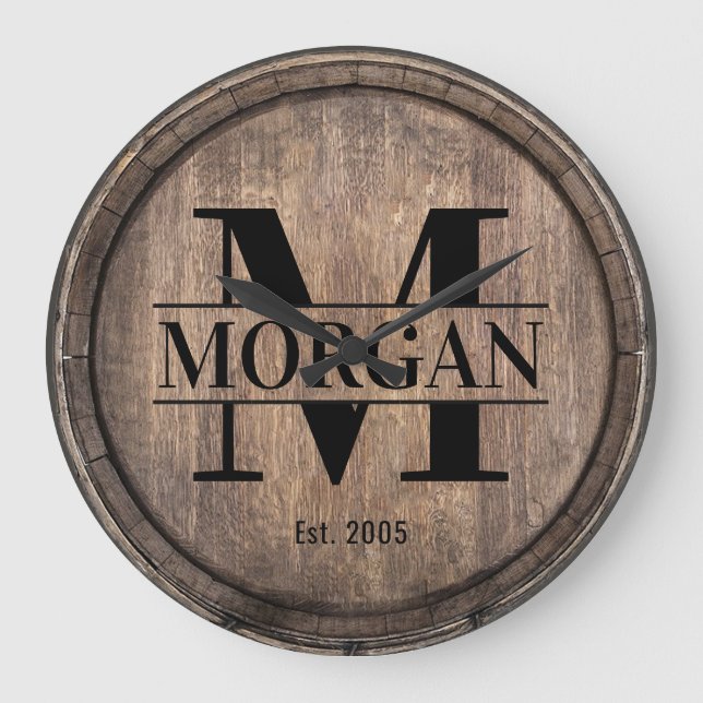 Grande Horloge Ronde Nom Famille Réunion Monogramme Vintage (Recto)