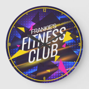 Grande Horloge Ronde Nom personnalisé Club de remise en forme Retro 80'
