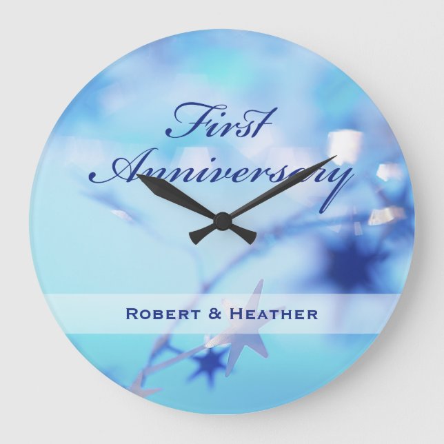 Grande Horloge Ronde Nom personnalisé, Étincelle du premier Mariage (Recto)