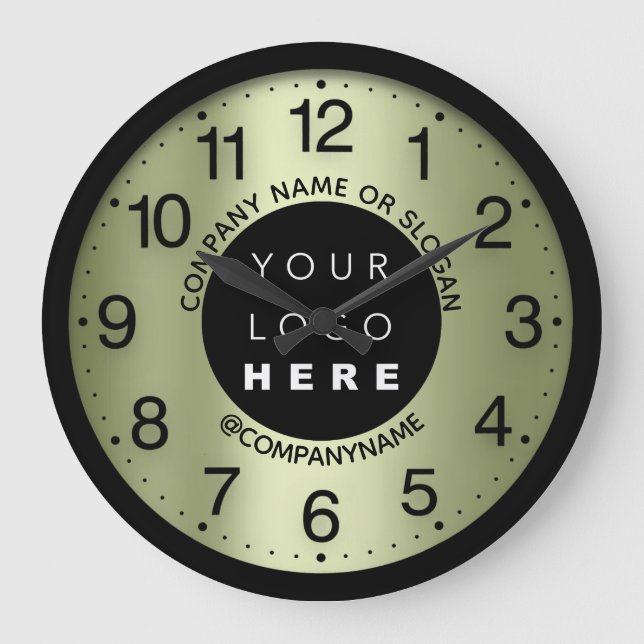 Grande Horloge Ronde Nom vert du logo de l'entreprise Slogan (Recto)