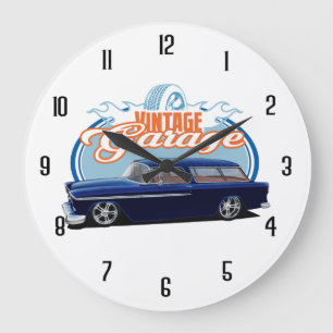 Grande Horloge Ronde Nomade vintage de garage