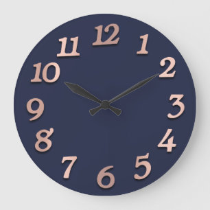 Grande Horloge Ronde Nombre arabe minimal Blue Navy Gold Blush