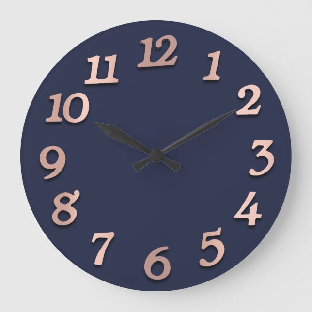 Grande Horloge Ronde Nombre arabe minimal Blue Navy Gold Blush (Recto)