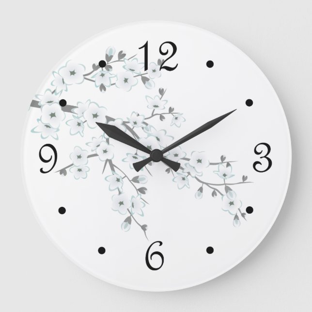 Grande Horloge Ronde Nombre de fleurs florales de cerisiers (Recto)