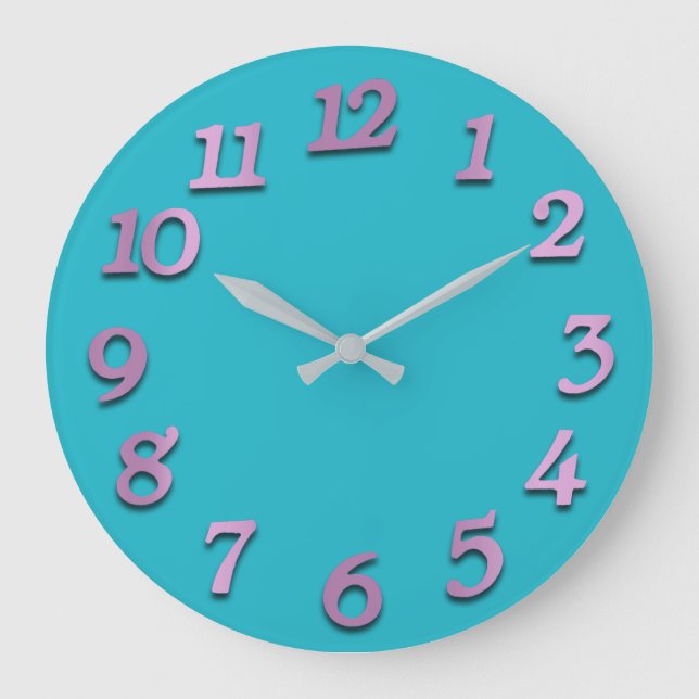 Grande Horloge Ronde Nombre minimal Cobalt Indigo bleu océan violet (Recto)