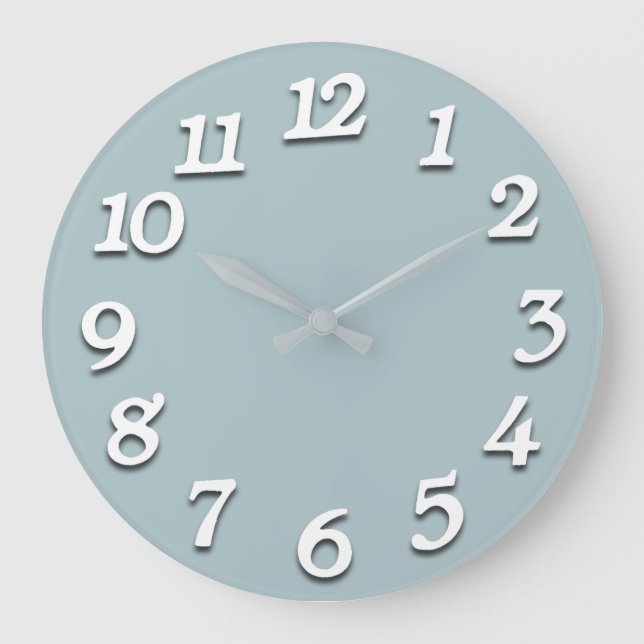 Grande Horloge Ronde Nombre minimal d'Aqua blanc gris argenté (Recto)