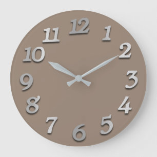 Grande Horloge Ronde Nombre minimal Gris Argent Gris Bronze Khaki