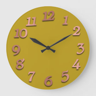 Grande Horloge Ronde Nombre minimal Rose Gold Mustard Metallic 3D