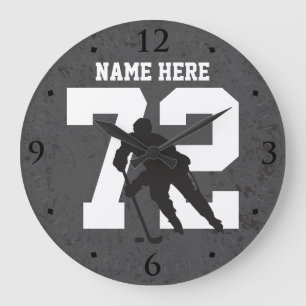 Grande Horloge Ronde Nombre personnalisé de nom de joueur de hockey