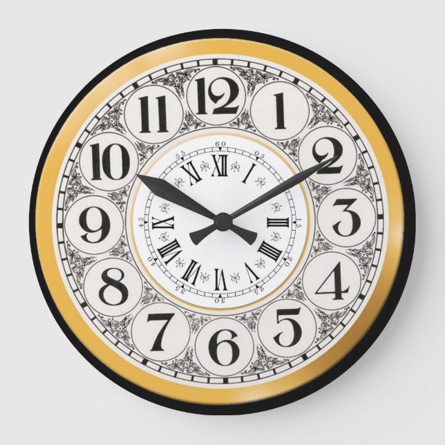 Grande Horloge Ronde Nombre romain Art déco Gatsby Num romain (Recto)