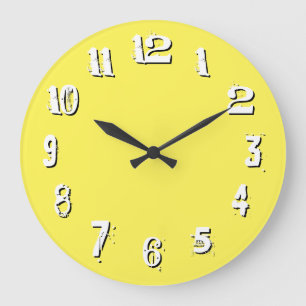 Grande Horloge Ronde Nombres artistiques noir blanc jaune