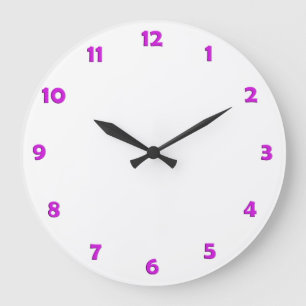 Grande Horloge Ronde Nombres de visage d'horloge - rose de néon