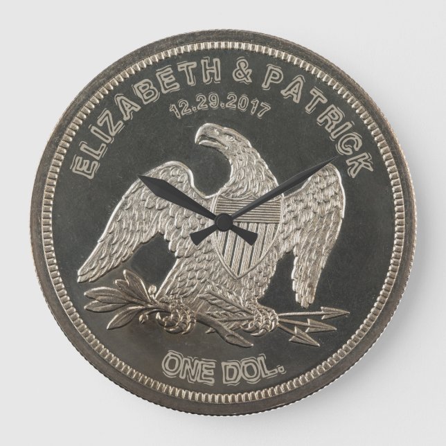Grande Horloge Ronde Nommé Argent 1865 Dollar Mariage Ou Anniversaire (Recto)
