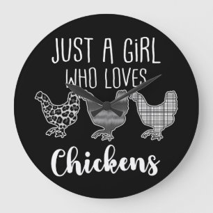 Grande Horloge Ronde Non 2/2, Juste Une Fille Qui Aime Les Poulets, Drô
